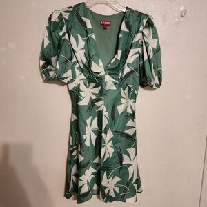 STAUD Milla Mini Dress Green Pinwheel Print Size 2